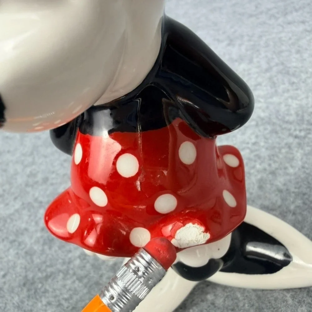 Disney Minnie Mouse Jerry Leigh Ceramic Salt Pepper Shaker Red Polka Dot 6”